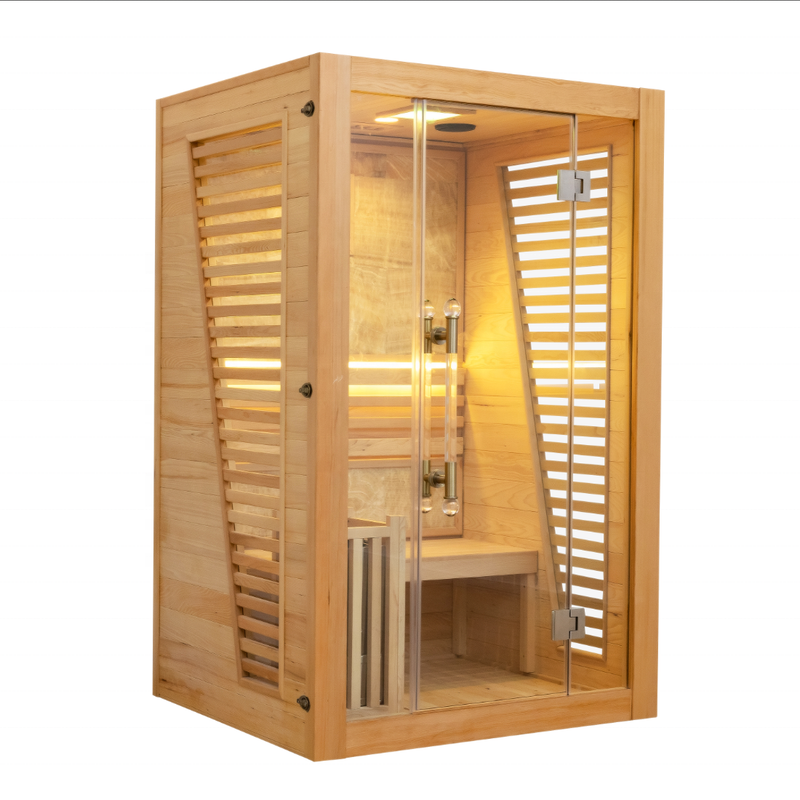 Load image into Gallery viewer, SAUNA EVOLUTION® Commercial Red Cedar Hemlock Indoor Steam Sauna Room Glass 01