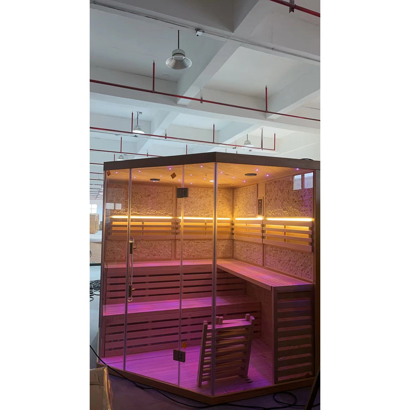 Load image into Gallery viewer, SAUNA EVOLUTION® Indoor Finland Luxury Traditional Steam Sauna Room Glass 11