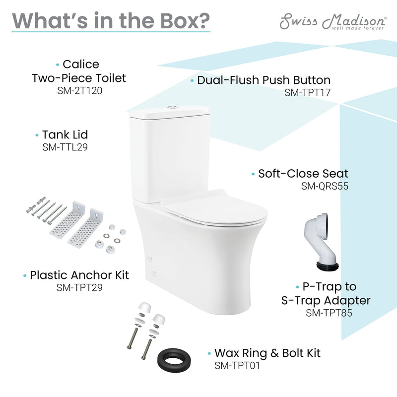 Load image into Gallery viewer, Swiss Madison Calice Two-Piece Elongated Rear Outlet Toilet Dual-Flush 0.8/1.28 gpf - SM-2T120