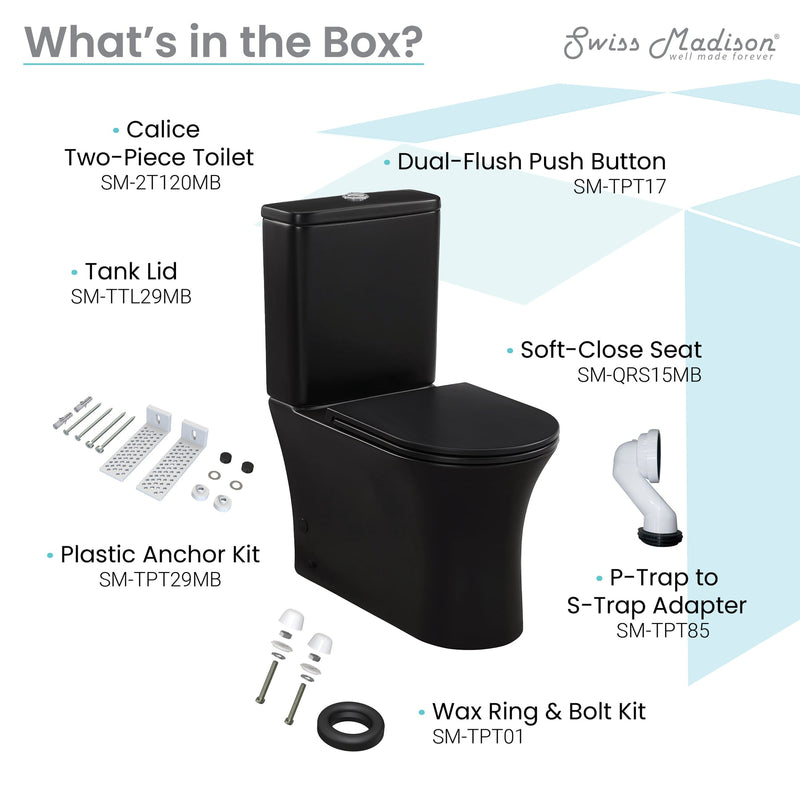 Load image into Gallery viewer, Swiss Madison Calice Two-Piece Elongated Rear Outlet Toilet Dual-Flush 0.8/1.28 gpf - SM-2T120