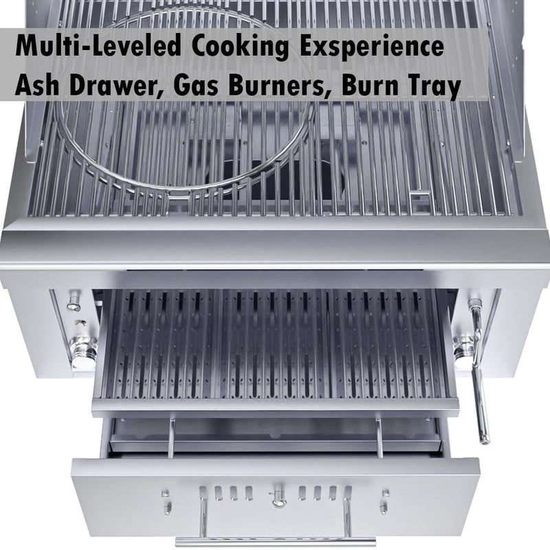 Load image into Gallery viewer, Sunstone 30” Gas Burners Hybrid Single Zone Charcoal/Wood Burning w/Infra-Red Burner Grill SUNCHSZ30