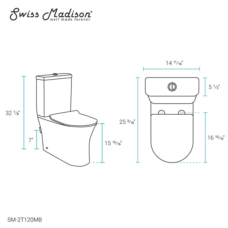 Load image into Gallery viewer, Swiss Madison Calice Two-Piece Elongated Rear Outlet Toilet Dual-Flush 0.8/1.28 gpf - SM-2T120
