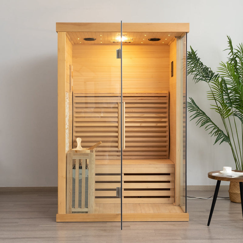 Load image into Gallery viewer, SAUNA EVOLUTION® Commercial Finnish Bath Home Sauna Indoor Steam Room Glass 03