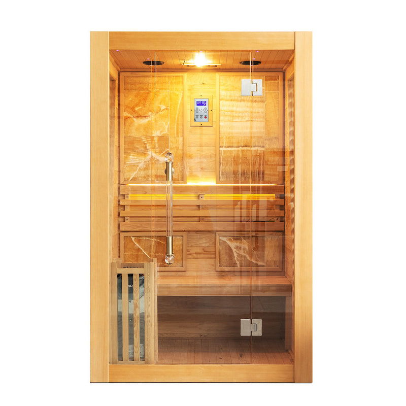 Load image into Gallery viewer, SAUNA EVOLUTION® Commercial Red Cedar Hemlock Indoor Steam Sauna Room Glass 01