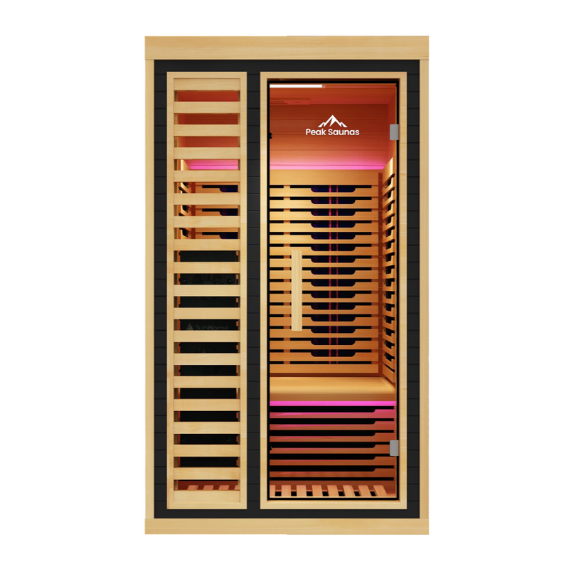 Load image into Gallery viewer, Peak Saunas Shasta 1-Person Full Spectrum Infrared Sauna with XL Medical-Grade Red Light Therapy & Smart WiFi App Control