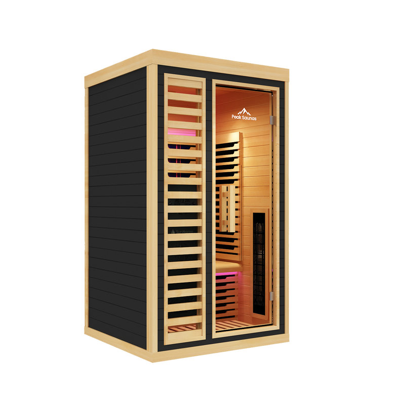 Load image into Gallery viewer, Peak Saunas Shasta 1-Person Full Spectrum Infrared Sauna with XL Medical-Grade Red Light Therapy & Smart WiFi App Control