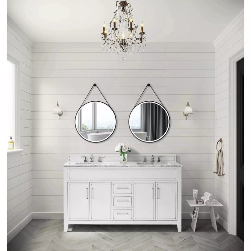 Load image into Gallery viewer, Ancerre 30” Sangle Led Mirror Black Framed Lighted Bathroom Vanity Mirror and Vegan leather Strap