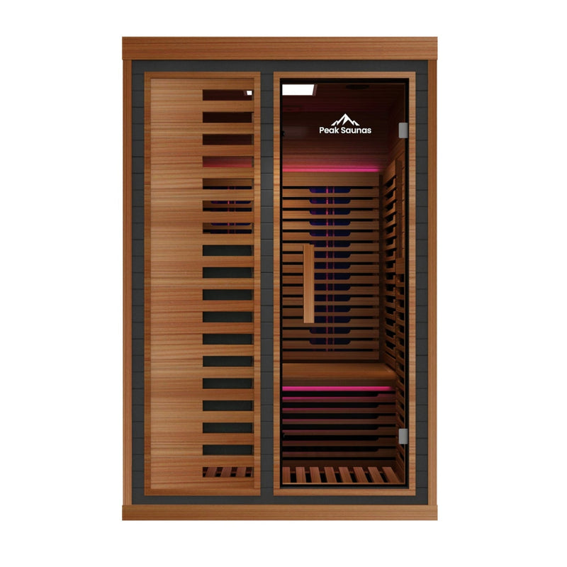 Load image into Gallery viewer, Peak Saunas Fuji 2-Person Full Spectrum Infrared Sauna with XL Medical-Grade Red Light Therapy & Smart WiFi App Control