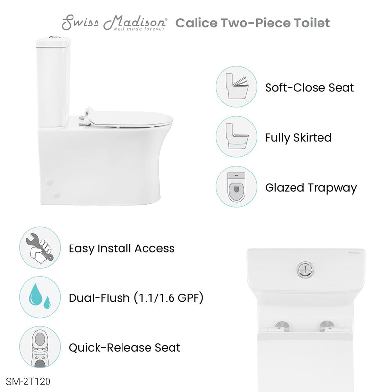 Load image into Gallery viewer, Swiss Madison Calice Two-Piece Elongated Rear Outlet Toilet Dual-Flush 0.8/1.28 gpf - SM-2T120