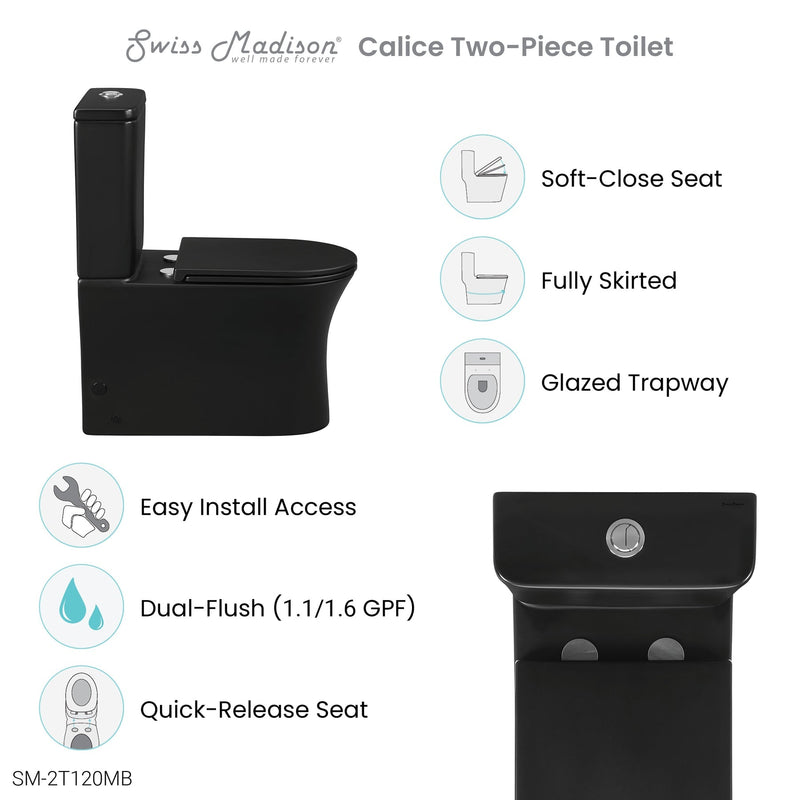 Load image into Gallery viewer, Swiss Madison Calice Two-Piece Elongated Rear Outlet Toilet Dual-Flush 0.8/1.28 gpf - SM-2T120
