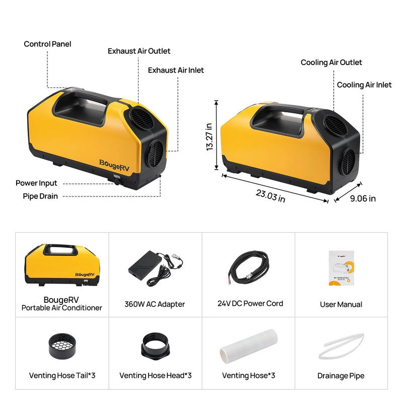 Load image into Gallery viewer, BougeRV 200W Portable Solar Panel with Air Conditioner Kits E0501-ISE193