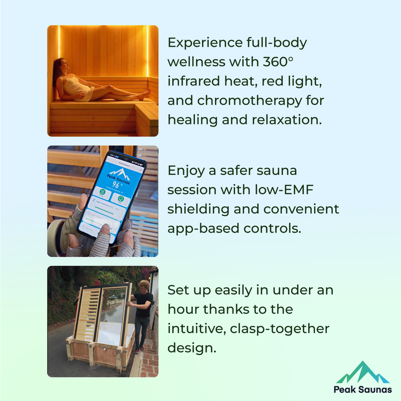 Load image into Gallery viewer, Peak Saunas Denali Luxury 3-Person Full Spectrum Infrared Sauna with Two XL Medical-Grade Red Light Therapy Panels & Smart WiFi App Control