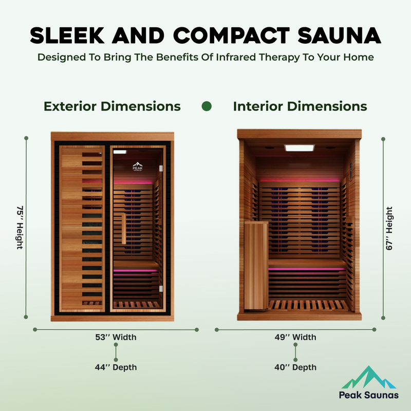 Load image into Gallery viewer, Peak Saunas Fuji 2-Person Full Spectrum Infrared Sauna with XL Medical-Grade Red Light Therapy & Smart WiFi App Control
