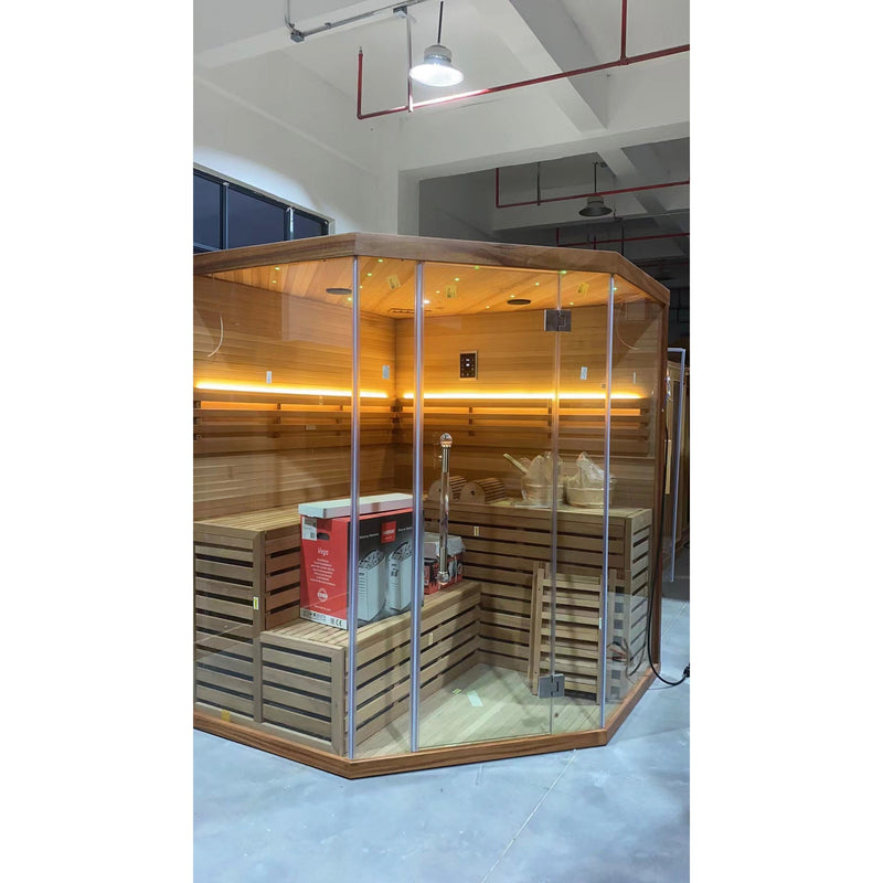 Load image into Gallery viewer, SAUNA EVOLUTION® Indoor Finland Luxury Traditional Steam Sauna Room Glass 11