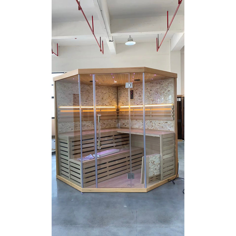 Load image into Gallery viewer, SAUNA EVOLUTION® Indoor Finland Luxury Traditional Steam Sauna Room Glass 11