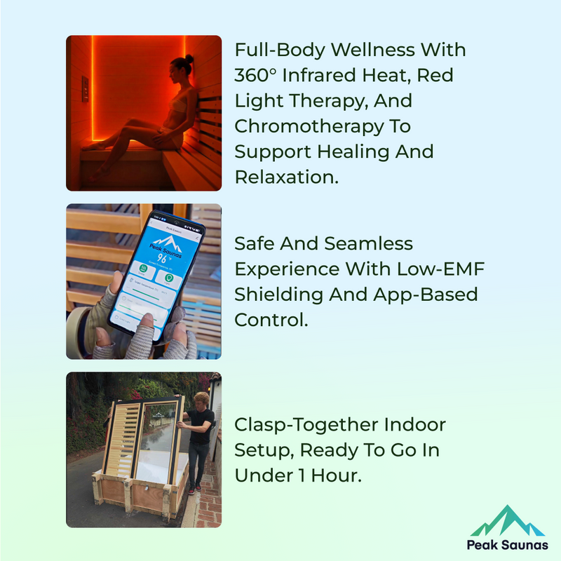 Load image into Gallery viewer, Peak Saunas Matterhorn Luxury 3-Person Full Spectrum Infrared Sauna with Two XL Medical-Grade Red Light Therapy Panels & Smart WiFi App Control
