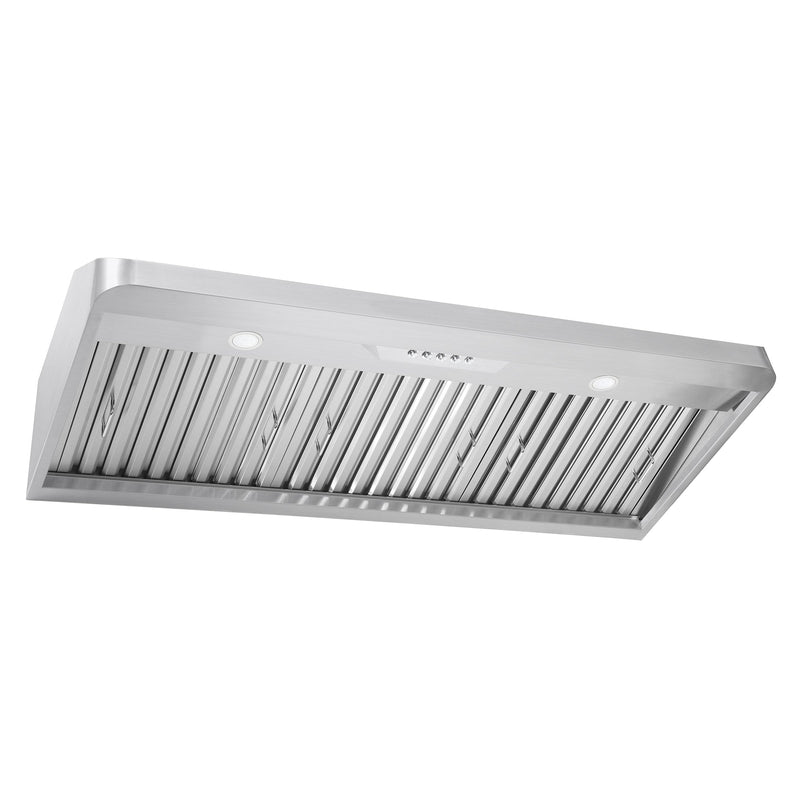 Load image into Gallery viewer, Cosmo 48" Under Cabinet Range Hood with Push Button Controls, Permanent Filters, 3-Speed Fan and LED Lights in Stainless Steel COS-QB48