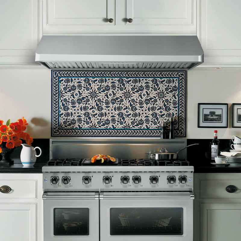 Load image into Gallery viewer, Cosmo 48" Under Cabinet Range Hood with Push Button Controls, Permanent Filters, 3-Speed Fan and LED Lights in Stainless Steel COS-QB48
