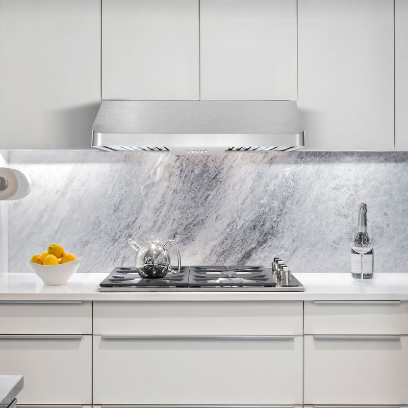 Load image into Gallery viewer, Cosmo 30" Ducted Under Cabinet Range Hood in Stainless Steel with Push Button Controls, LED Lighting and Permanent Filters COS-QB75