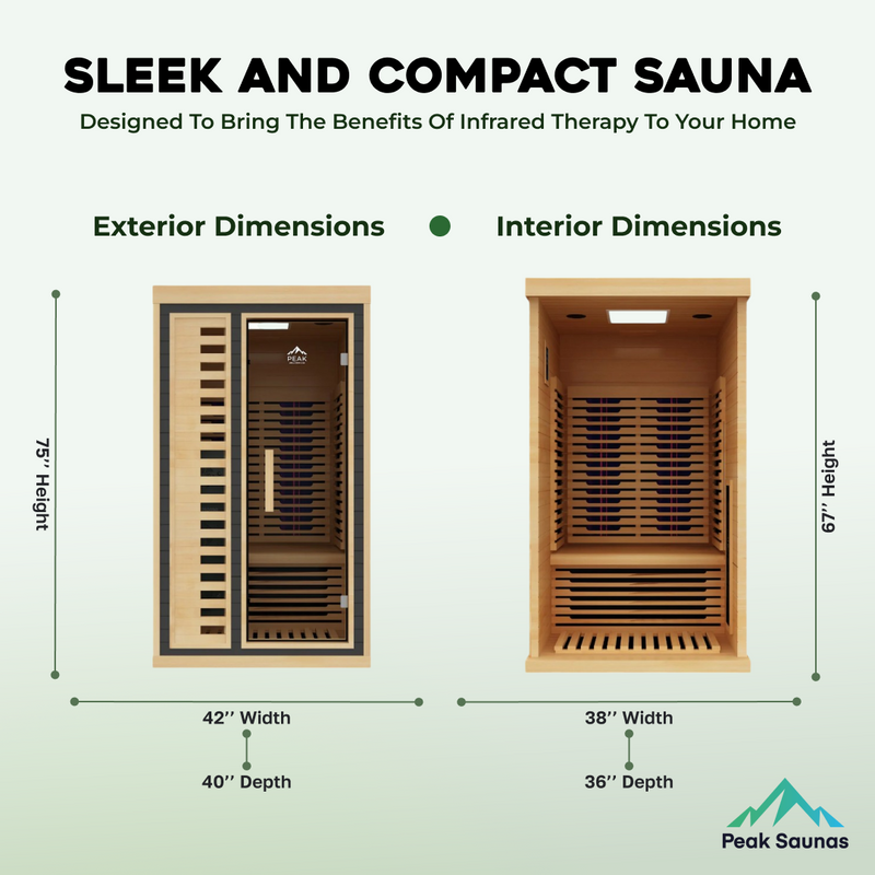 Load image into Gallery viewer, Peak Saunas Shasta 1-Person Full Spectrum Infrared Sauna with XL Medical-Grade Red Light Therapy & Smart WiFi App Control