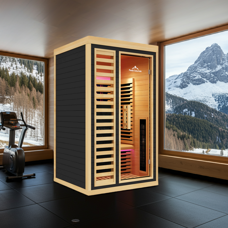 Load image into Gallery viewer, Peak Saunas Shasta 1-Person Full Spectrum Infrared Sauna with XL Medical-Grade Red Light Therapy & Smart WiFi App Control