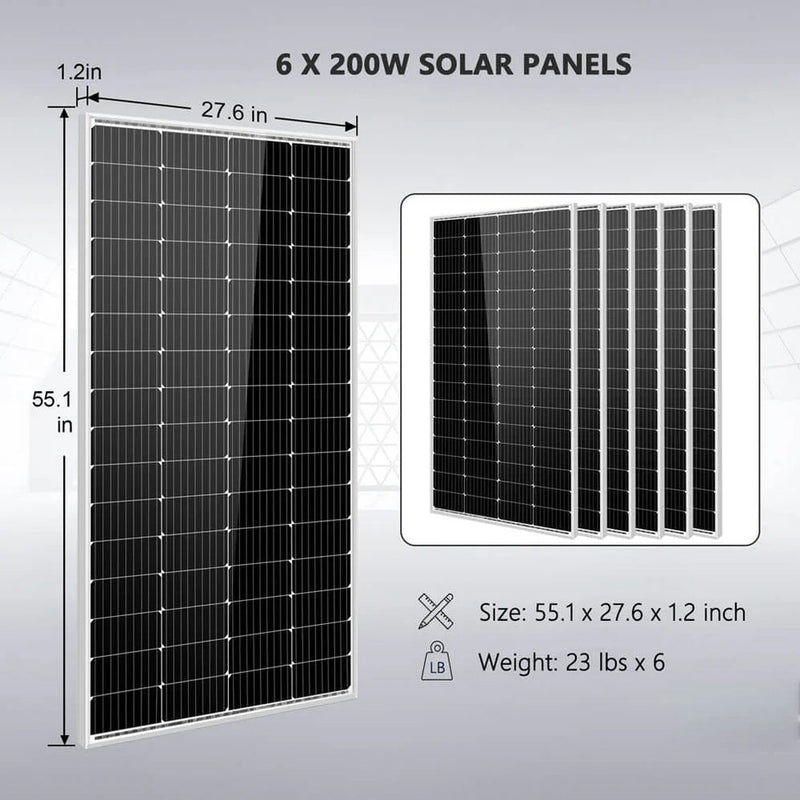 Load image into Gallery viewer, SunGoldPower Off-Grid Solar Kit 5000W 48VDC 120V 5.12KWH PowerWall Battery 6 X 200 Watts Solar Panels SGM-5K5E