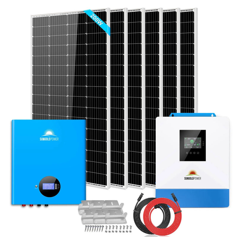 Load image into Gallery viewer, SunGoldPower Off-Grid Solar Kit 5000W 48VDC 120V 5.12KWH PowerWall Battery 6 X 200 Watts Solar Panels SGM-5K5E