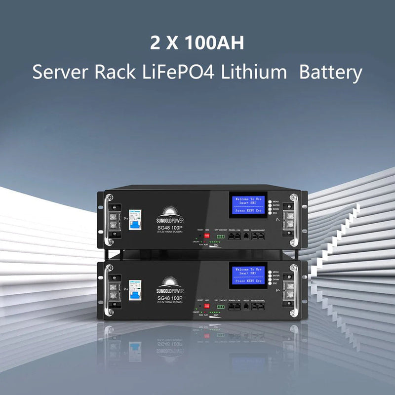 Load image into Gallery viewer, SunGoldPower Off-Grid Solar Kit 5000W 48VDC 120V LifePo4 10.24KWH Lithium Battery 6 X 415 Watts Solar Panels SGR-5KE
