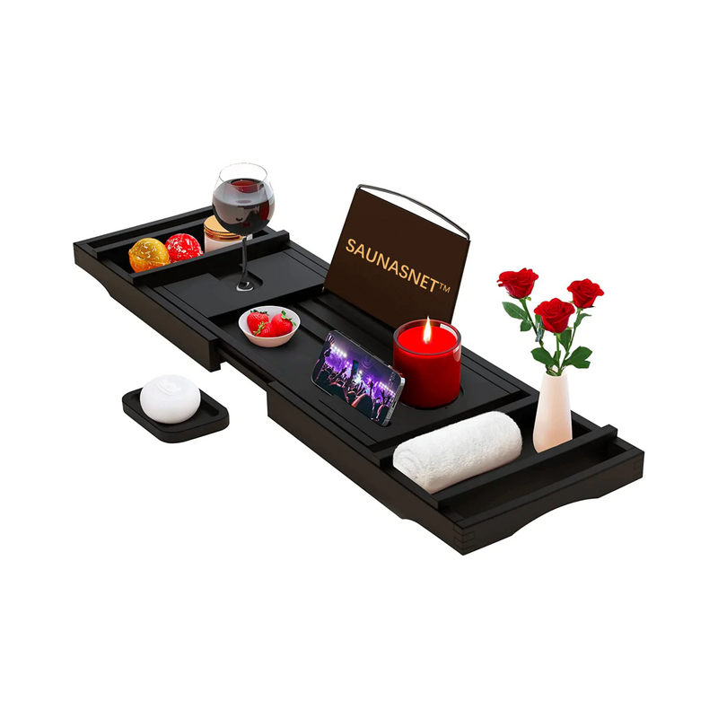 Load image into Gallery viewer, SAUNA EVOLUTION® Natural Bamboo Bathtub Caddy