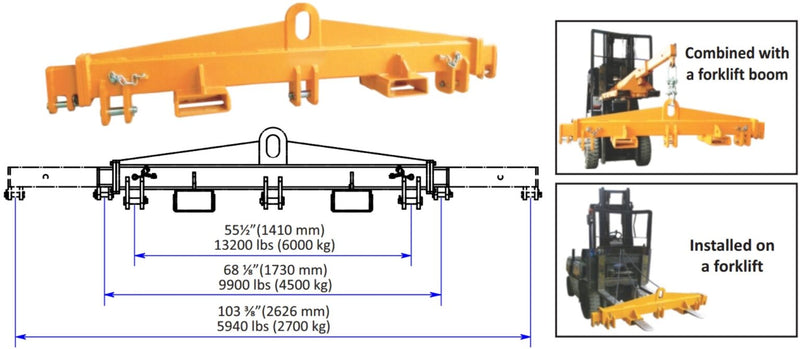 Load image into Gallery viewer, Abaco ASB106M7 Spreader Bar M7 – Adjustable Heavy-Duty Stone Slab Lifting Beam
