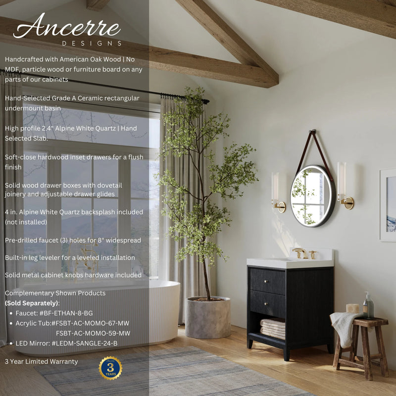 Load image into Gallery viewer, Ancerre 24” Momo Bathroom Vanity Oak Single Sink VTS-Momo-24-Oak-WQZ