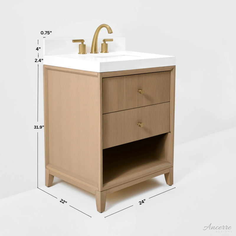 Load image into Gallery viewer, Ancerre 24” Momo Bathroom Vanity Oak Single Sink VTS-Momo-24-Oak-WQZ