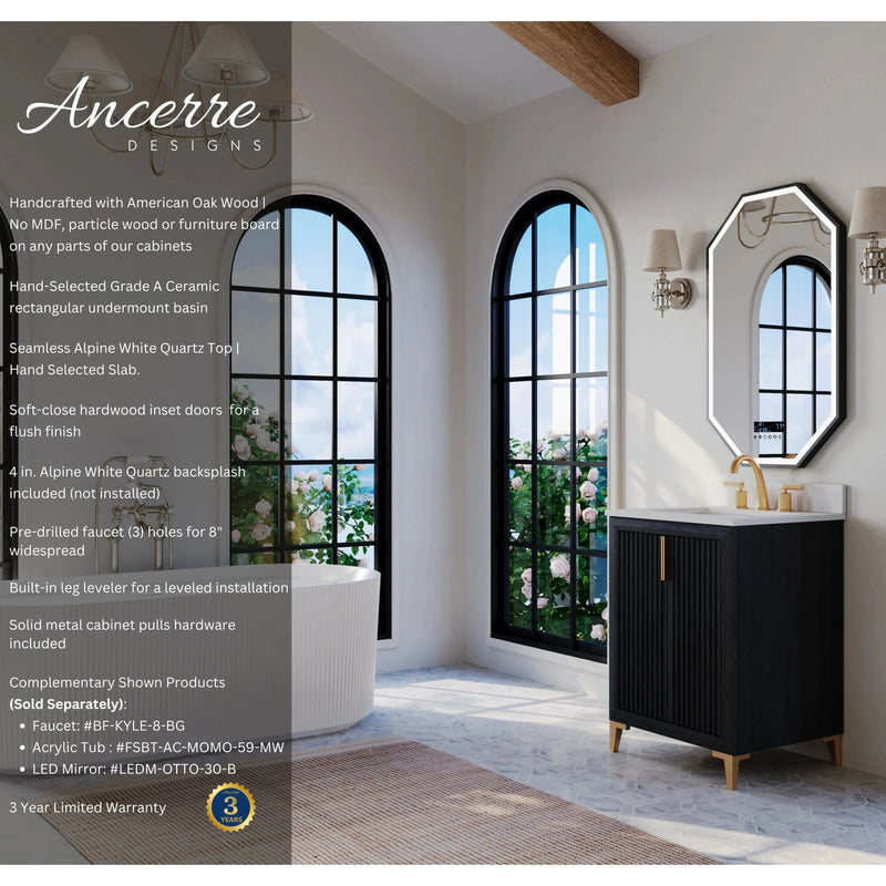 Load image into Gallery viewer, Ancerre 24” Turlington Bathroom Vanity Oak Single Sink VTS-Turlington-24-Oak-WQZ