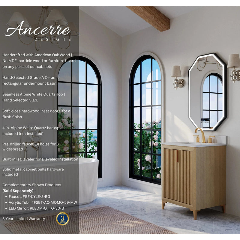 Load image into Gallery viewer, Ancerre 24” Turlington Bathroom Vanity Oak Single Sink VTS-Turlington-24-Oak-WQZ