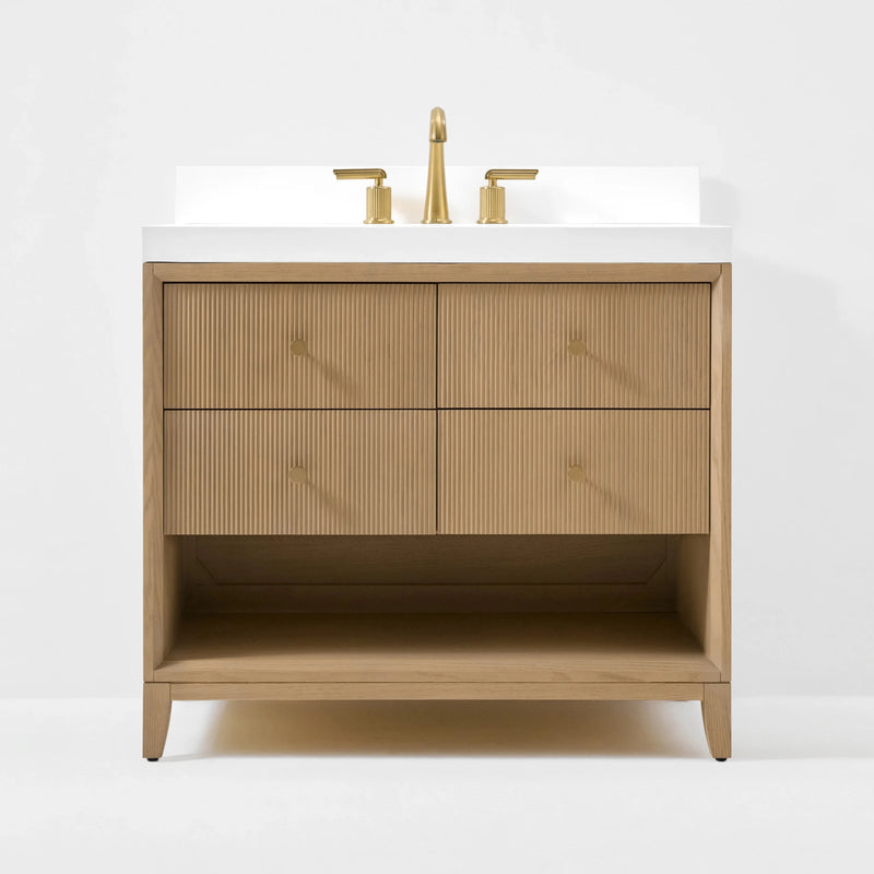 Load image into Gallery viewer, Ancerre 36” Momo Bathroom Vanity Oak Single Sink VTS-Momo-36-Oak-WQZ