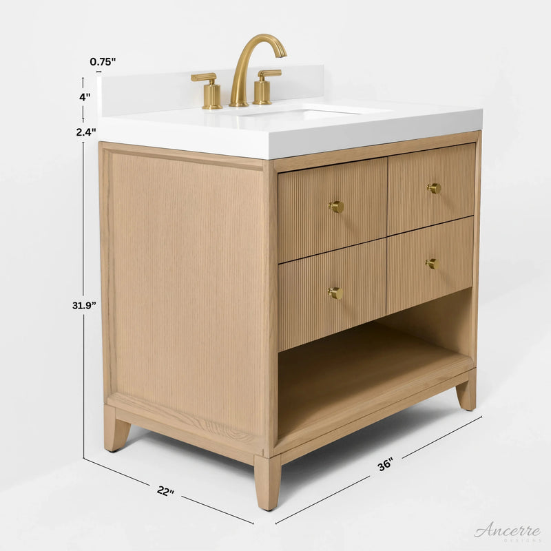 Load image into Gallery viewer, Ancerre 36” Momo Bathroom Vanity Oak Single Sink VTS-Momo-36-Oak-WQZ