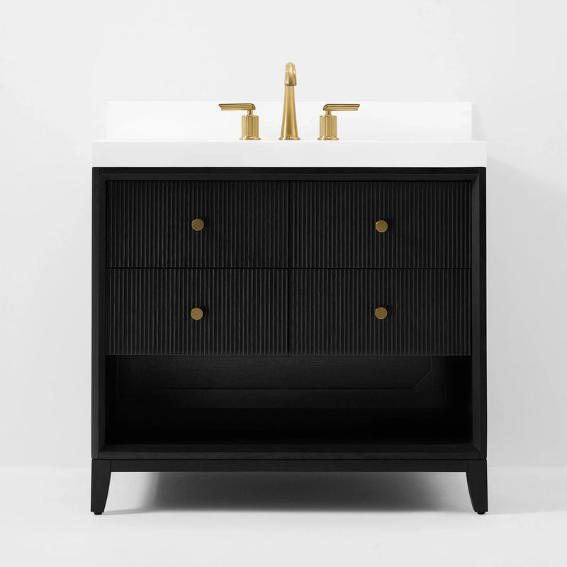 Load image into Gallery viewer, Ancerre 36” Momo Bathroom Vanity Oak Single Sink VTS-Momo-36-Oak-WQZ