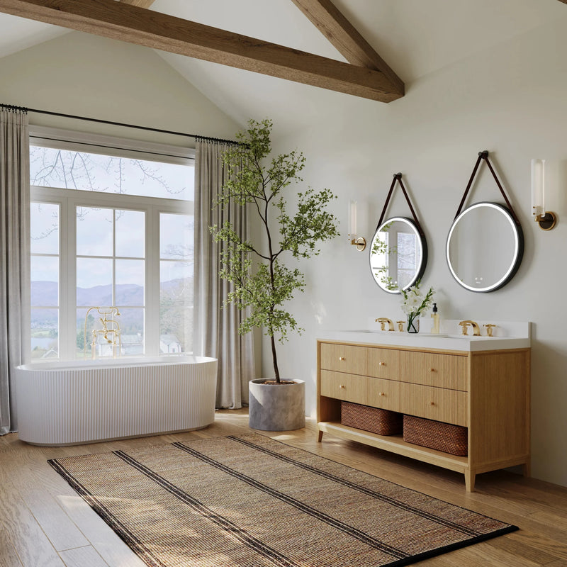 Load image into Gallery viewer, Ancerre 60” Momo Bathroom Vanity Oak Double Sinks VTS-Momo-60-Oak-WQZ