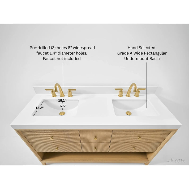 Load image into Gallery viewer, Ancerre 60” Momo Bathroom Vanity Oak Double Sinks VTS-Momo-60-Oak-WQZ