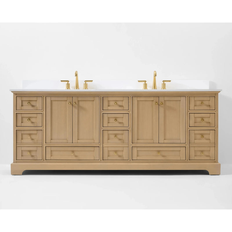 Load image into Gallery viewer, Ancerre 84” Audrey Bathroom Vanity Oak Double Sink Cabinet Set VTS-Audrey-84-Oak-WQZ
