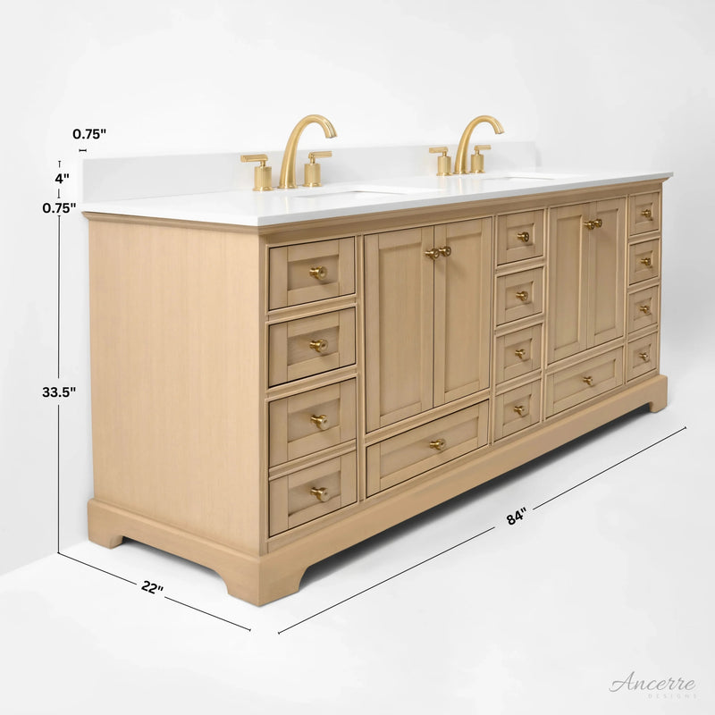 Load image into Gallery viewer, Ancerre 84” Audrey Bathroom Vanity Oak Double Sink Cabinet Set VTS-Audrey-84-Oak-WQZ