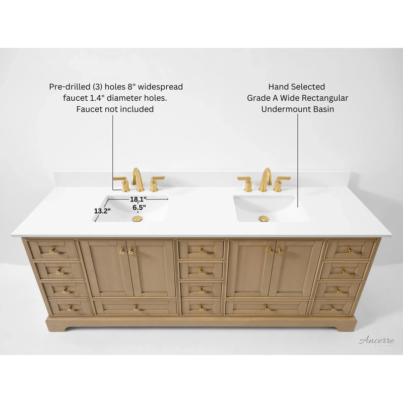 Load image into Gallery viewer, Ancerre 84” Audrey Bathroom Vanity Oak Double Sink Cabinet Set VTS-Audrey-84-Oak-WQZ