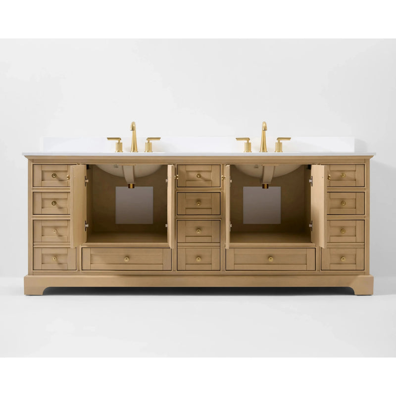 Load image into Gallery viewer, Ancerre 84” Audrey Bathroom Vanity Oak Double Sink Cabinet Set VTS-Audrey-84-Oak-WQZ
