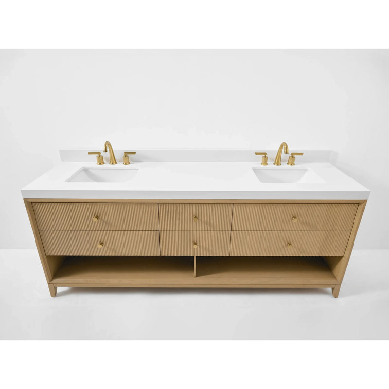 Load image into Gallery viewer, Ancerre 84” Momo Bathroom Vanity Oak Double Sinks VTS-Momo-84-Oak-WQZ