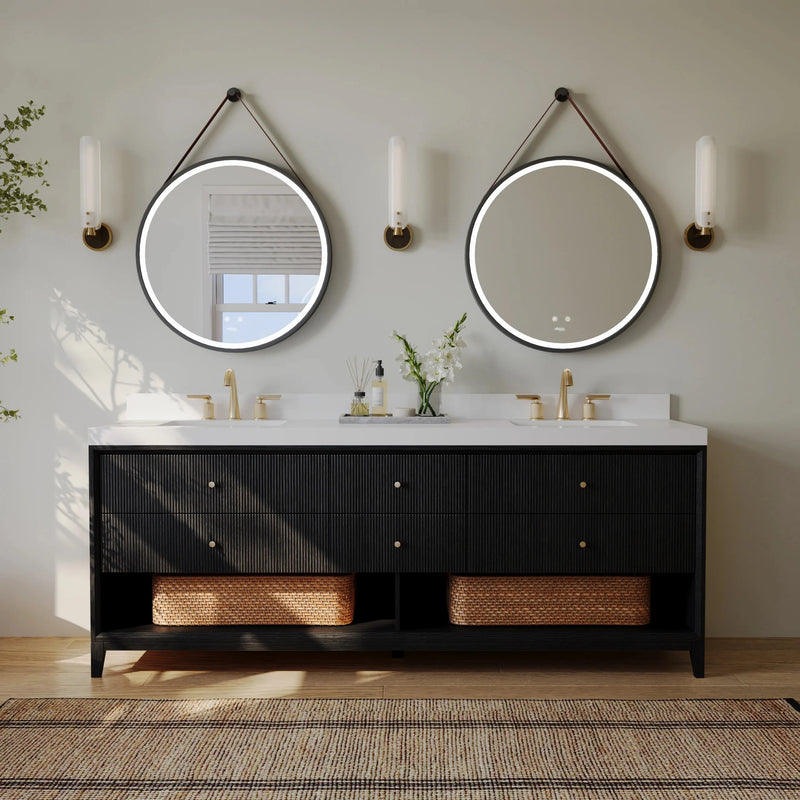 Load image into Gallery viewer, Ancerre 84” Momo Bathroom Vanity Oak Double Sinks VTS-Momo-84-Oak-WQZ