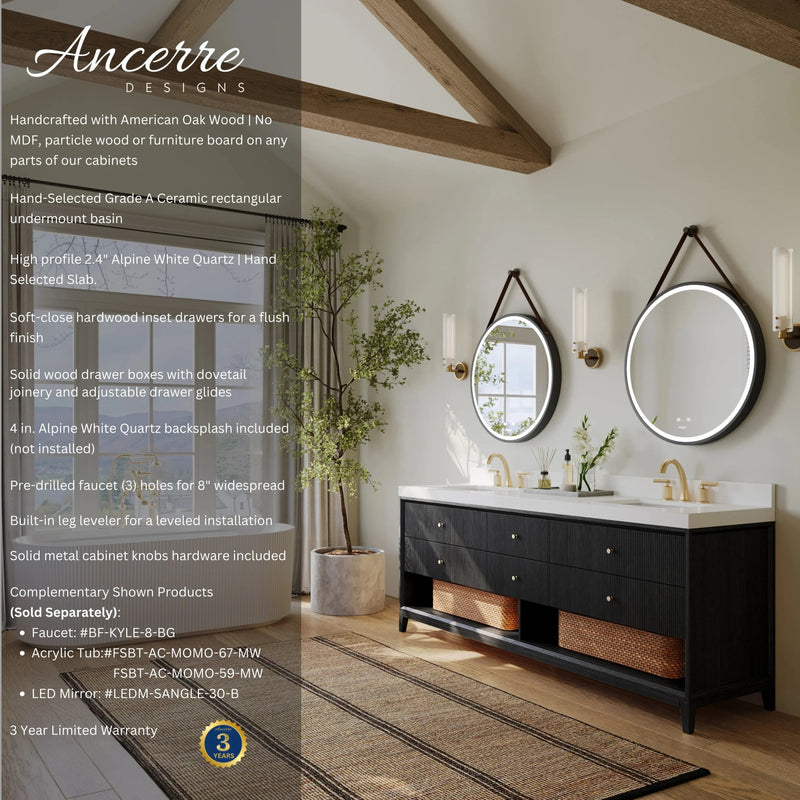 Load image into Gallery viewer, Ancerre 84” Momo Bathroom Vanity Oak Double Sinks VTS-Momo-84-Oak-WQZ