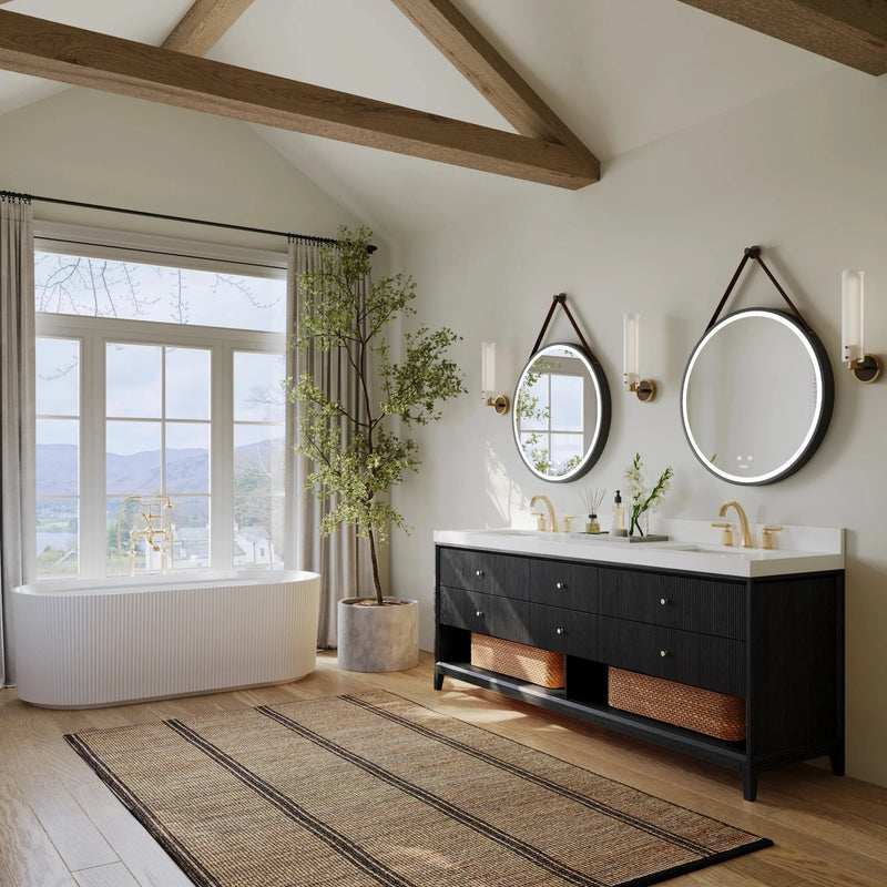 Load image into Gallery viewer, Ancerre 84” Momo Bathroom Vanity Oak Double Sinks VTS-Momo-84-Oak-WQZ