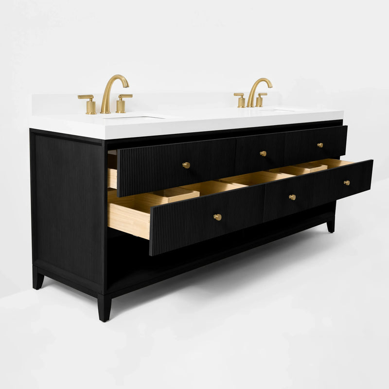 Load image into Gallery viewer, Ancerre 84” Momo Bathroom Vanity Oak Double Sinks VTS-Momo-84-Oak-WQZ