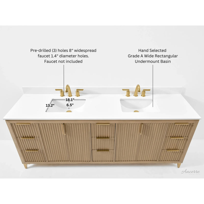 Load image into Gallery viewer, Ancerre 84” Turlington Bathroom Vanity Oak Double Sinks VTS-Turlington-84-Oak-WQZ