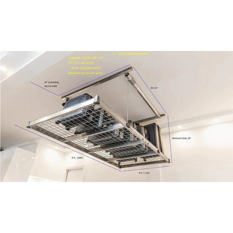 Load image into Gallery viewer, auxx-lift3-x6-storage-lift-platform-400lbs-silver-finish-with-remote-AUXX-1400S-3X6F-SG